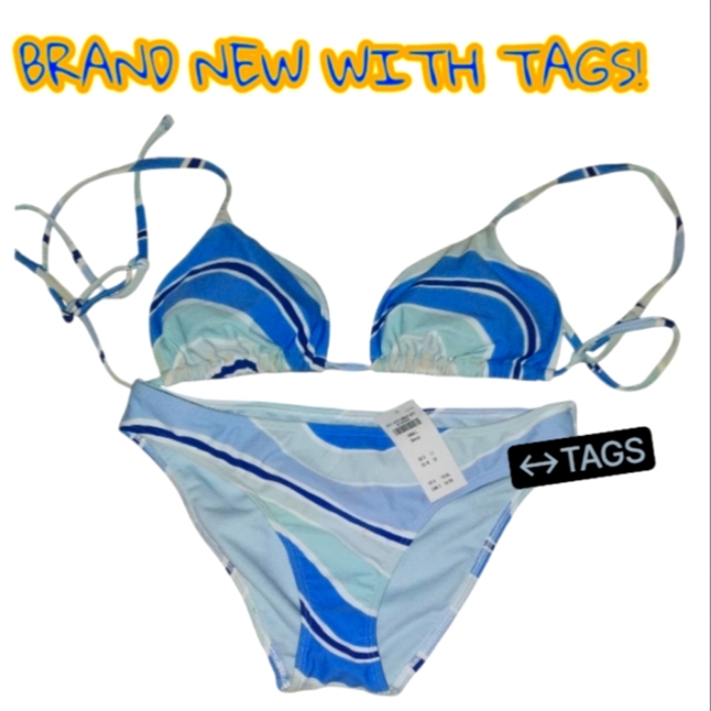 NWT Hollister Blue Striped Bikini 👙🏖️🏄🏼‍♀️🏊🏻‍♀️🚣🏼‍♀️🚤🌊🚢🚣🏼‍♀️🆕